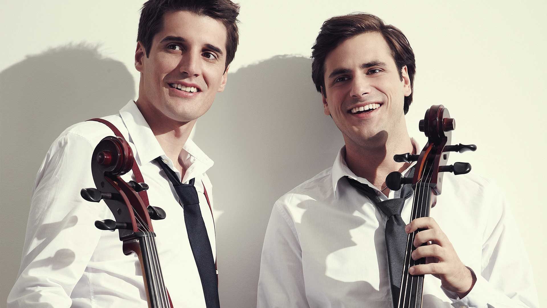 Photo of Stjepan Hauser (right) and Luka Sulic, the Croatian virtuoso cello duo, better known as 2Cellos.