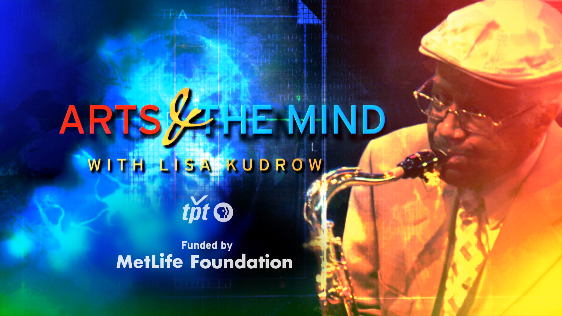 Arts and The Mind logo with man playing the saxophone
