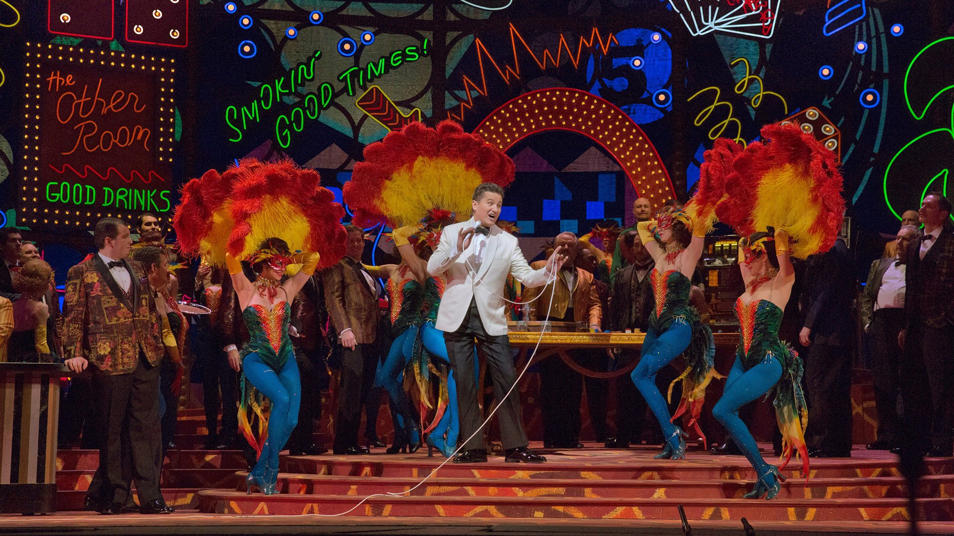 A scene from Act I of Michael Mayer's Las Vegas-set production of "Rigoletto," at the Met