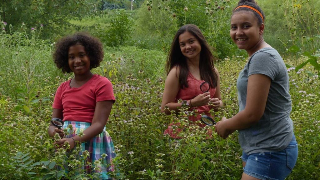 Scigirls standing in a field of grass