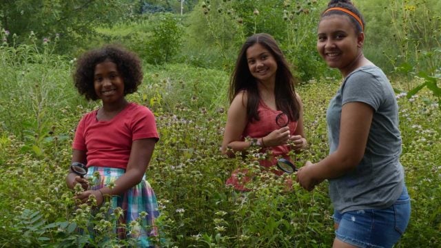 Scigirls standing in a field of grass