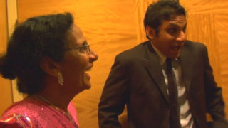 Ravi Patel gets a pep talk from his parents before talking to a woman they want him to meet. Courtesy of Four in a Billion Pictures.