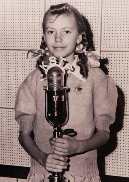 An 11 year old Genevieve recording vocals at KSTP