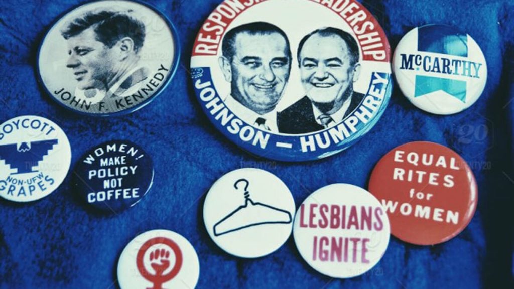 Political buttons from the 1960s