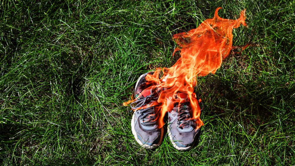 Shoes on fire