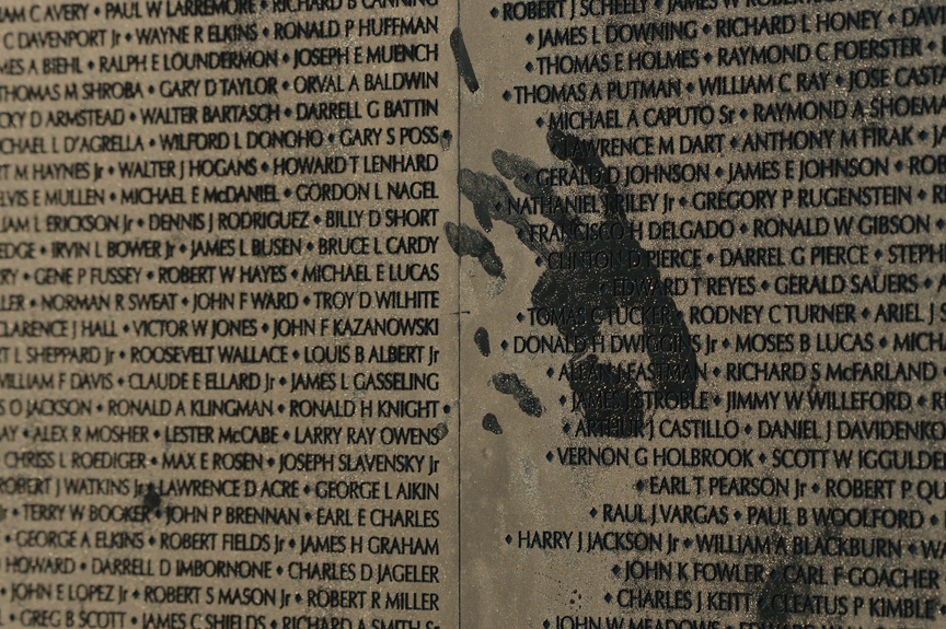 Handprint on Vietnam Wall memorial