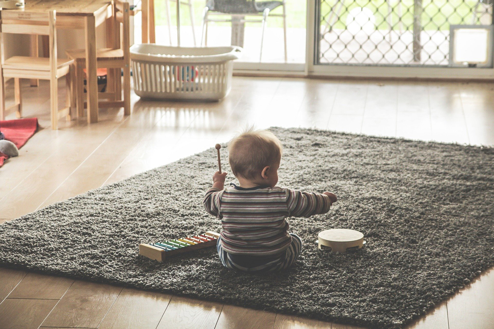 Baby playing instruments