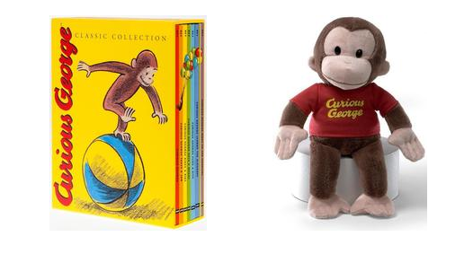 curious george books and curious george plush