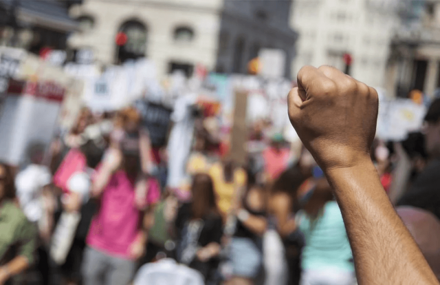 Raised protest fist