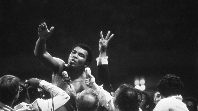 Muhammad Ali talks to press