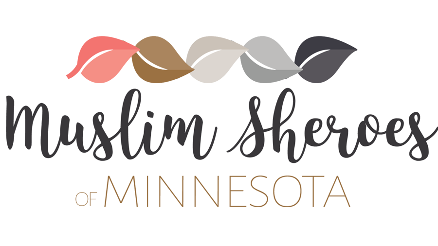 row of multi-colored flowers above text that reads Muslim Sheroes of Minnesota