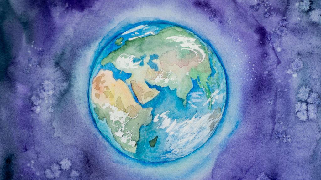 Water color painting of planet Earth
